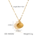 Details zu Muschelanhängern 2,28x2,18cm und 39+5cm Kette für Edelstahl-Halskette für Damen - Doppelmuschel-Stil (OD-N40262)