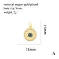 Gold plated copper evil eye pendant with blue zircon and sunburst cutout design - Round Hollow Sunburst Style (P03194-A)