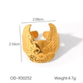 Detaillierte Größentabelle eines gotischen Eulenrings mit 2,16 cm Höhe und 4,7 g Gewicht - Eulenflügel Stil (OD-R30252)