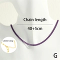 Detail of purple Cuban link chain 40+5cm length with adjustable gold lobster clasp - 40+5cm / Deep purple