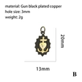 Punk style cross heart pendant in gun black and gold plated copper, size 13x20mm - Gun Black Cross Heart Anchor (P03548)