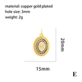 Detail of gold-plated brass pendant with M initial and micro-set stones in sunburst design - Gold Letter M Oval Pendant (P03551)