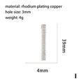 Detail view of 39mm rhodium-plated copper bar pendant with sparkling paved crystals - Silver Pave Zircon Long Strip (P04493)