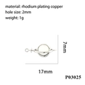 Makroaufnahme des 17x7mm rhodinierten Kupferanhängers in Planetenform mit Maßangaben - Weißer Irisierender Planetenstil (P03025)