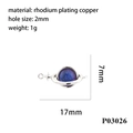 Detailansicht des Planeten-Anhängers mit 2mm Bohrung und blauer Perle in Silber-Optik - Blau-Violetter Sternenhimmel Silberstil (P03026)