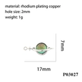 Detailaufnahme des Planeten-Anhängers aus Kupfer mit 18K-Vergoldung und Zirkonia-Einlage - Grüner Irisierender Silberstil (P03027)