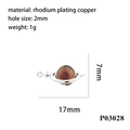 Detail von rhodiniertem Kupfer-Saturn-Anhänger mit 2mm Loch für DIY-Schmuckherstellung - Braun-Roter Kern Silberstil (P03028)