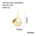 Close-up of 18K gold plated moon planet pendant with zircon inlay and product dimensions - Gold Moon Planet Multi-Color Decor (P02842)