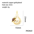 Detail of 18K gold plated moon and planet pendant with cubic zirconia measurements - Gold Moon Planet Iridescent Decor (P02843)