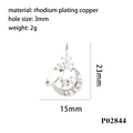 Detailed specs for crescent planet pendant in rhodium plating copper with opal bead - Silver Moon Planet White Opal Bead (P02844)