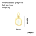 Detail view of 18K gold plated oval pendant with white opal gemstone and size markings - Oval Milky White Cat's Eye Style (P02994)