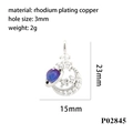 Detail shot of 18K gold plated unicorn pendant showing exact dimensions of 23mm by 15mm - Silver Moon Planet Purple Blue Nebula Bead (P02845)