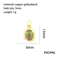Detail of 18K gold-plated oval pendant with green glitter gemstone and 3mm aperture - Oval Green Glitter Style (P02996)
