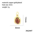 Technical dimensions of 18K gold plated oval pendant with detailed size measurements - Oval Dark Brown Glitter Style (P02997)
