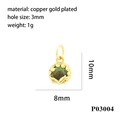 Detailed view of 18K gold-plated oval pendant with green glitter inlay and dimensions - Round Green Glitter (P03004)
