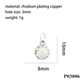 Macro shot of 18K rhodium plated copper oval pendant with 8x10mm white enamel inlay - Round Silver White Finish (P03006)