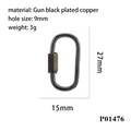 Vue détaillée du fermoir mousqueton ovale en cuivre noir pour création de bijoux - Style Ovale (P01476)