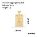 Detailed view of hip hop square pendant with gold plating and full diamond inlay - All-seeing Eye Style (P00941)