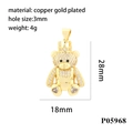 Detailed view of micro-pave zircon teddy bear pendant with size and weight metrics - White Bear (P05968)