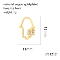 Détail du pendentif main de Hamsa 15mm en cuivre plaqué or avec accents de zircon - Style Main De Hamsa (P01212) (Pendentif Uniquement (Sans Chaîne))