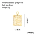 18K vergulde koperen slangen hanger met wit emaille en zirkoonstenen, 20x15mm maat - Rechthoek / Wit Rechthoekige Stijl (P00343)