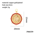 Zirkonia slangenhanger met rood emaille inleg en goudlaag voor creatieve DIY halskettingen - Rond / Rode Ronde Stijl (P00359)