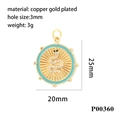 Macro-opname van slangen hanger met witte zirkoon en groene emaille details - Rond / Turquoise Ronde Stijl (P00360)