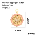 Detailopname van de vergulde slangenhanger met roze emaille en sprankelende zirkonia - Rond / Roze Ronde Stijl (P00361)