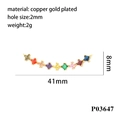 Connecteur pendentif zircon arc-en-ciel en cuivre plaqué or 18 carats pour bijoux - 9 Rangs de Diamants Arc-en-ciel Carrés (P03647) / Or
