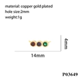 Détail du connecteur en cuivre plaqué or 18K avec zircons rouges, violets et verts - 3 Rangs de Diamants Tricolores Ronds (P03649) / Or