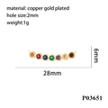 Détail du pendentif géométrique plaqué or 18K avec sept pierres de zircon colorées - 7 Rangs de Diamants Multicolores Ronds (P03651) / Or