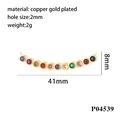 Détail macro du pendentif plaqué or 18K de 41mm avec onze zircons de couleurs vives - 11 Rangs de Diamants Arc-en-ciel Ronds (P04539) / Or