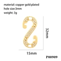 Connecteur de pendentif en cuivre doré avec zircons brillants en forme de S pour DIY - Style Crochet en S (P00909)