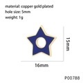 Detailansicht eines blauen Emaille-Sternanhängers mit Vergoldung für DIY-Schmuck - Blauer Stern-Stil(P00788)