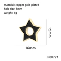 Details zum 16mm Sternanhänger aus vergoldetem Kupfer mit schwarzer Emaille-Veredelung - Schwarzer Stern-Stil(P00791)
