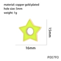 Technische Zeichnung eines 15mm vergoldeten Sternanhängers mit fluoreszierender Emaille - Fluoreszierendes Gelbes Stern-Stil(P00793)