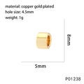 Detailed macro view showing the 8mm x 5mm gold plated spacer bead with 4.5mm hole - Polished Spacer Style (P01238)