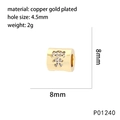 Vue détaillée du charm plaqué or avec motif d'ours en zircon et trou de 4,5 mm de large - Style Ours Cartoon Strass (P01240)