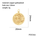 Macro detail of lion head pendant showing 24mm diameter and copper gold finish - Roaring Lion Style (P00366)