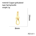 Detail view of a 24mm gold plated copper spring buckle with specific size measurements - Gold Copper Heart Spring Buckle (P01411)