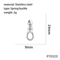 Polished stainless steel spring buckle pendant with exact 24mm by 9mm measurements - Silver Stainless Steel Spring Buckle (PT0520)