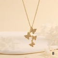18K vergoldete Halskette mit Kaskaden-Schmetterlingsanhängern und Zirkonia-Besatz - Gold-Vier Schmetterlinge Stil(NE2271-B)