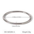 Technical dimensions of 6.68cm inner diameter silver stainless steel bangle with clasp - Polished Silver (OD-B20280-S)