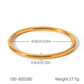 Polished 18K gold plated stainless steel bangle showing precise 6.62cm inner diameter - Polished Gold (OD-B20280)