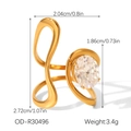 Detailed size view of a gold-plated irregular ring with oval cubic zirconia stone - Oval Main Stone Irregular Streamline Style (OD-R30496)