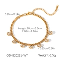 Dettaglio del bracciale in acciaio inossidabile dorato con sette ciondoli in zircone - Stile Pendente in Strass Rotondo (OD-B20261-WT)
