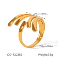 Detail view of gold layered irregular line ring showing weight 2.5g and 2.5cm width dimensions - Four-layer Intertwined Wrapped Style (OD-R30385)
