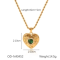 Maßangaben für Goldherz-Halskette mit grünem Zirkon und goldener Kordelkette - Grüner Edelstein Herz Anhänger Stil (OD-N40452)