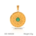 Vue détaillée du pendentif plaqué or avec pierre verte et gravure de mandala - Style Mandala Vintage Pierre Verte (OD-N40164)