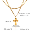 Specifiche dettagliate della collana doppia dorata con ciondolo a croce in occhio di tigre - Croce in Pietra Preziosa Intagliata (OD-N40477)